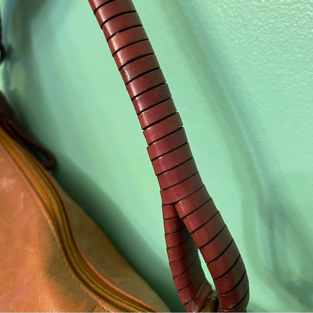 Fossil Small Leather Handbag Rattan Handle - Picture 11 of 11